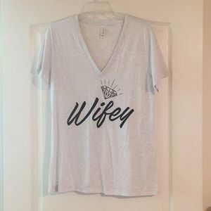 Wifey Grey V-Neck T-Shirt